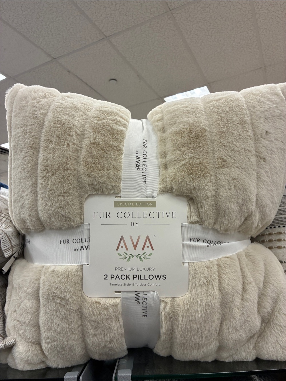 Fur Collective Cream Plush 2-Pack Decorative Pillows